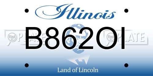 B862OI Illinois License Plate