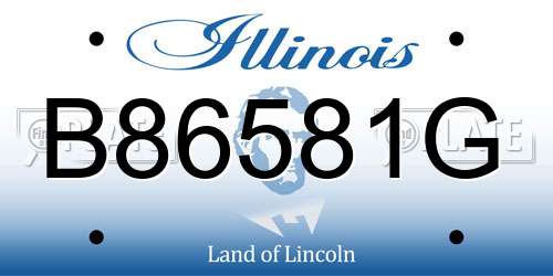 B86581G Illinois License Plate
