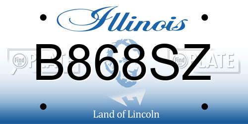 B868SZ Illinois License Plate