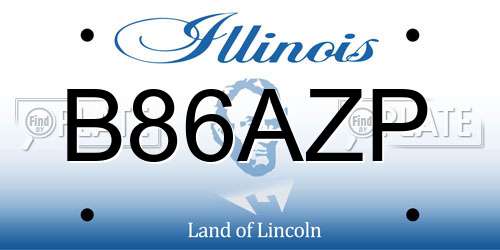 B86AZP Illinois License Plate