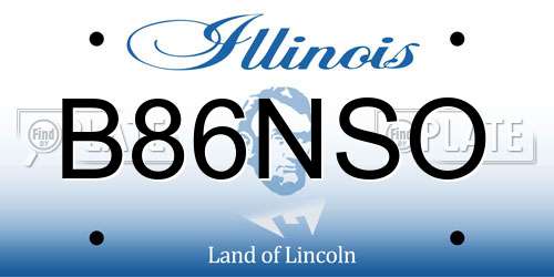 B86NSO Illinois License Plate