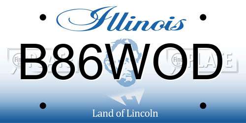 B86WOD Illinois License Plate
