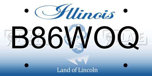 B86WOQ Illinois License Plate