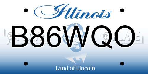 B86WQO Illinois License Plate