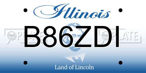 B86ZDI Illinois License Plate