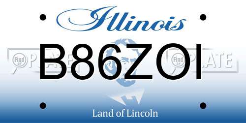 B86ZOI Illinois License Plate