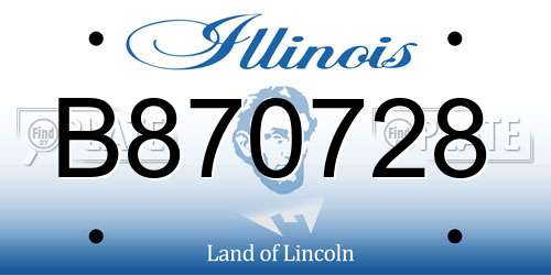 B870728 Illinois License Plate