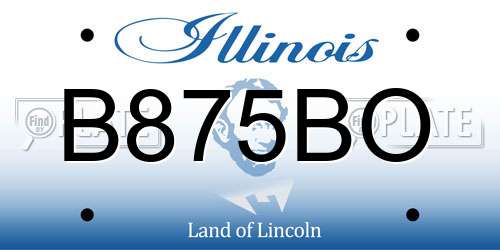 B875BO Illinois License Plate