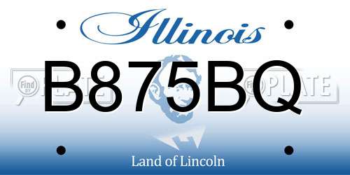 B875BQ Illinois License Plate
