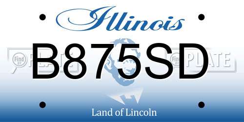 B875SD Illinois License Plate