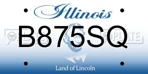B875SQ Illinois License Plate