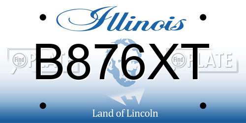 B876XT Illinois License Plate