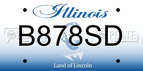 B878SD Illinois License Plate