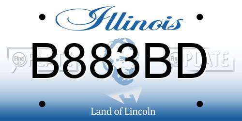B883BD Illinois License Plate