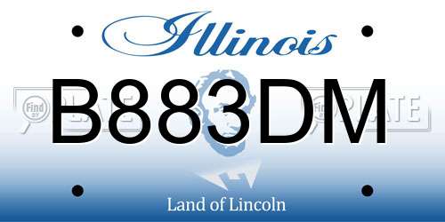 B883DM Illinois License Plate