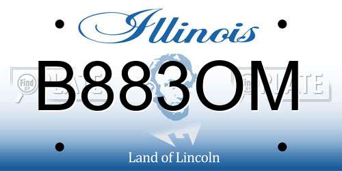 B883OM Illinois License Plate