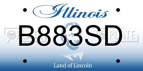 B883SD Illinois License Plate