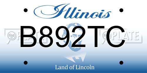 B892TC Illinois License Plate