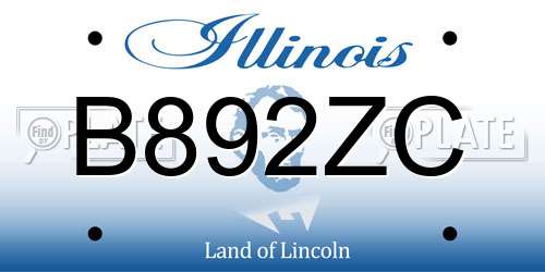 B892ZC Illinois License Plate