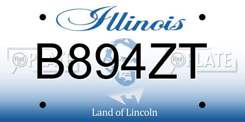B894ZT Illinois License Plate