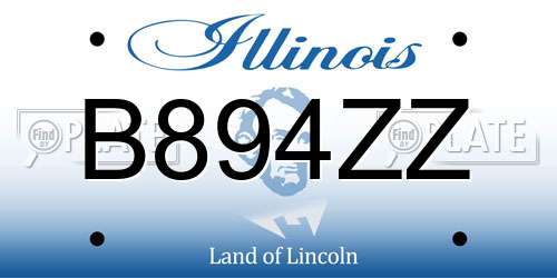 B894ZZ Illinois License Plate
