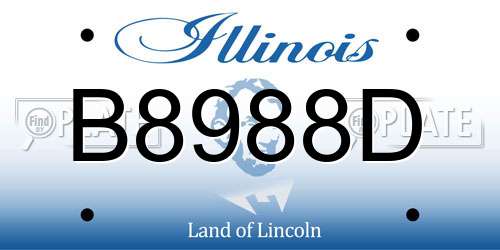 B8988D Illinois License Plate