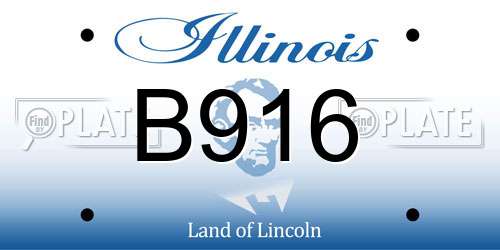 B916 Illinois License Plate