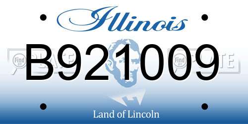B921009 Illinois License Plate