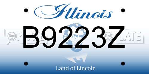 B9223Z Illinois License Plate