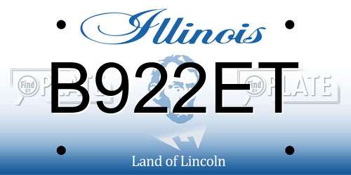 B922ET Illinois License Plate