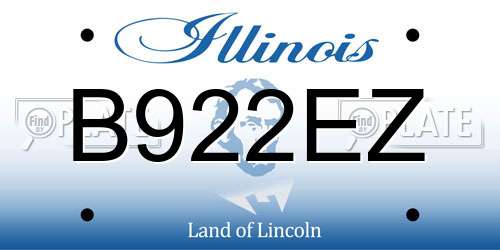 B922EZ Illinois License Plate