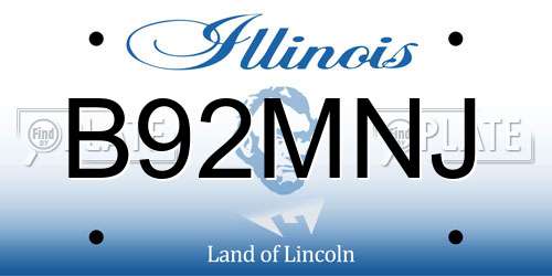B92MNJ Illinois License Plate