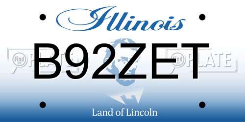 B92ZET Illinois License Plate