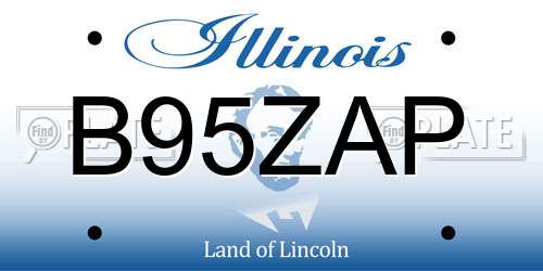 B95ZAP Illinois License Plate