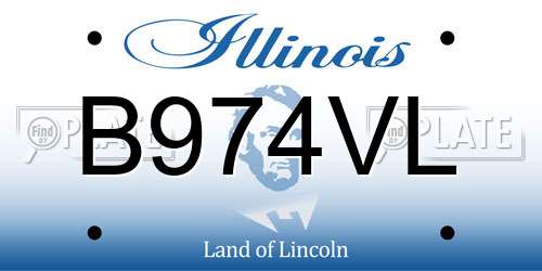B974VL Illinois License Plate