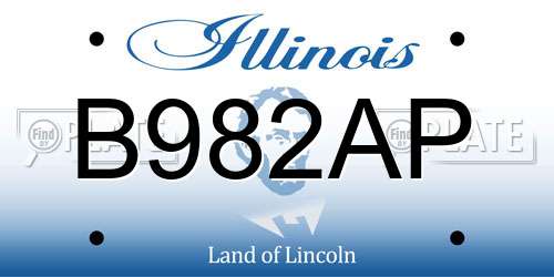 B982AP Illinois License Plate