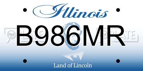 B986MR Illinois License Plate