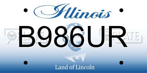 B986UR Illinois License Plate