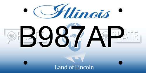 B987AP Illinois License Plate