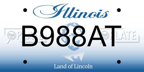 B988AT Illinois License Plate