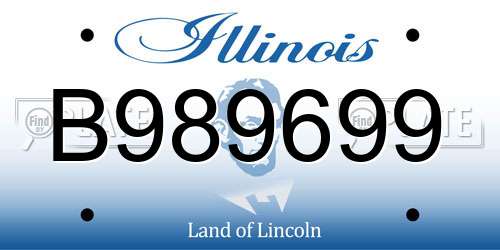 B989699 Illinois License Plate