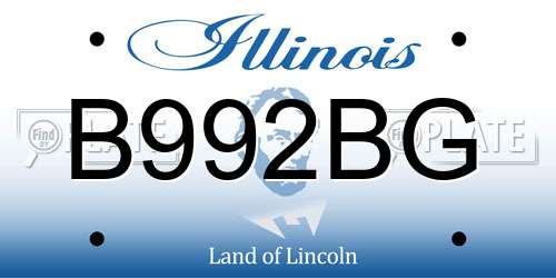 B992BG Illinois License Plate