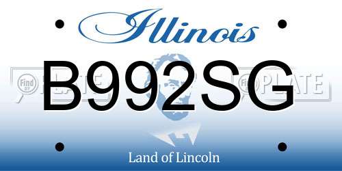 B992SG Illinois License Plate