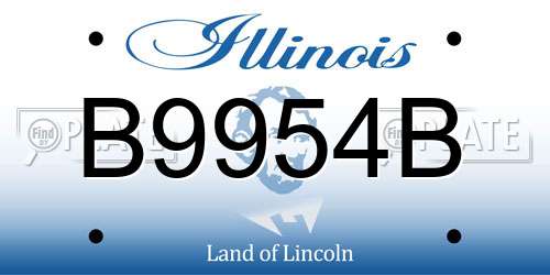 B9954B Illinois License Plate