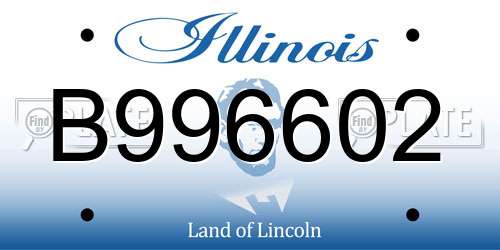 B996602 Illinois License Plate