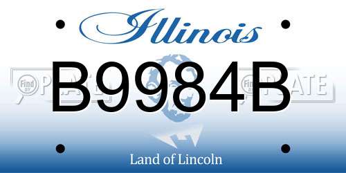 B9984B Illinois License Plate