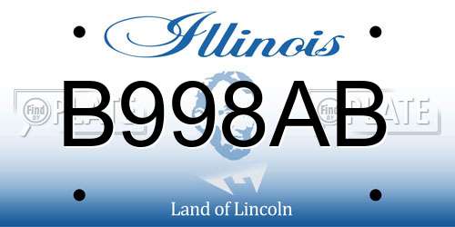 B998AB Illinois License Plate