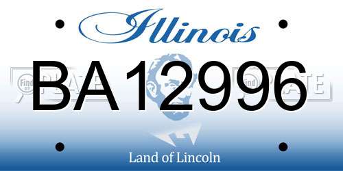 BA12996 Illinois License Plate