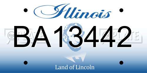 BA13442 Illinois License Plate
