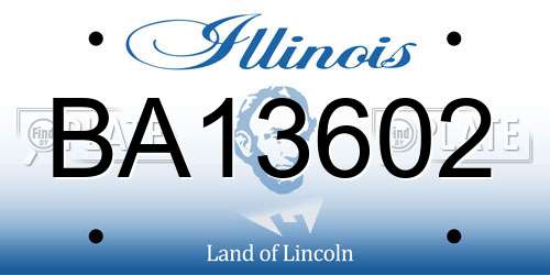 BA13602 Illinois License Plate